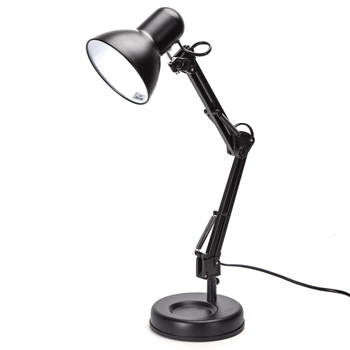 Aigostar Lámpara de Escritorio E27, Flexo Lamparas de Mesita de Noche con Base y Abrazadera, Brazo articulado de metal, Lámpara de Mesa Ajustable para Oficina, Sala, Estudio y Dormitorio - Negro