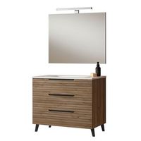 kibath mueble de bano con lavabo espejo y aplique led ken 80x45 cm acabado desierto mate 3 cajones con patas