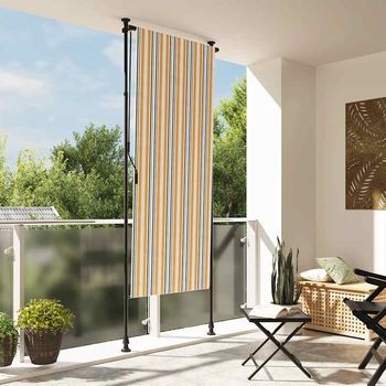 Persiana Enrollable - Toldo Exterior - Poliéster Y Acero - Amarillo Y Blanco (120x270cm)