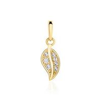colgante hoja para mujer en oro de 9 quilates con circonita
