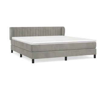 Cama box spring con colchón terciopelo gris claro 180x200 cm rayas verticales