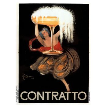 Legendarte - Cartel Publicitario Vintage Contratto - Cuadro Lienzo, Impresión Digital Cm. 50x70