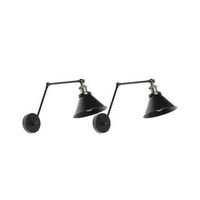 conjunto de 2 lamparas de pared de metal negro con brazo ajustable estilo industrial narva