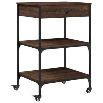 Carrito De Cocina，estantería De Cocina, Carrito De Servir Madera Ingeniería Marrón Roble 60x48x89,5 Cm