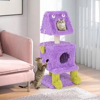linda torre para gatos tematica monstruos condominios felpa larga poste rascador 48x48x111 cm purpura