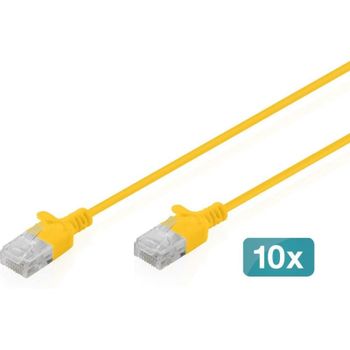 Cable de Red Digitus CAT6 U/UTP Slim 0.5m Amarillo Pack 10 Unidades