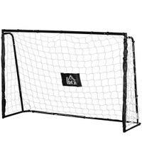 porteria de futbol homcom - porteria de futbol para entrenamiento 186l x 62l x 123h cm - estructura metalica estacas de red y herramientas incluidas - negro blanco