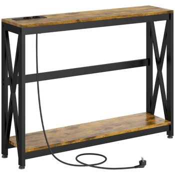 Mesa consola 100x24x75 cm marrón rústico