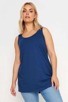 Yours Camiseta Lisa Azul Sin Mangas, Mujer Curvy Y Tallas Grandes, Yours