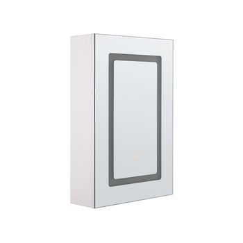 Armario De Pared Blanco Led 40 X 60 Cm Con Espejo Almacenamiento Baño Minimalista Moderno Condor