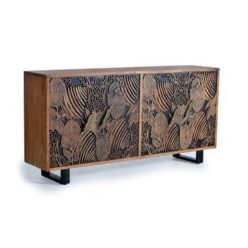 Aparador Madera De Acacia Y Detalles En Negro 190 Cm