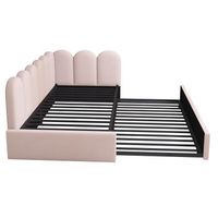 cama nido divan rosa de terciopelo 90 x 200 cm con cama extraible de 90 x 190 cm