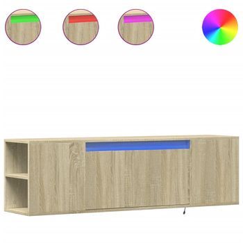 Mueble De Tv De Pared Con Luces Led Roble Sonoma 135x31x39,5 Cm Vidaxl