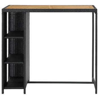 Mesa Bar | Mesa De Bistró Estante Almacenaje 120x60x110 Cm Ratán Sintético Negro