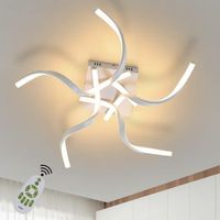 nettlife lampara de techo led blanca moderna regulable 65 cm diseno de forma de onda lampara de dormitorio 48 w para sala de estar oficina pasillo