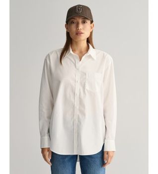 Gant para mujer. 4300212 Camisa Relaxed Fit de popelina blanco (36), Casual, Algodón, Manga larga