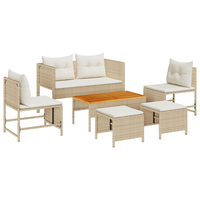 conjunto de sofa exterior beige y crema ratan y tela mediano cfw803924