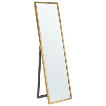 Espejo De Pie De Material Sintético Marco Dorado 40 X 140 Cm Dormitorio Moderno Torcy