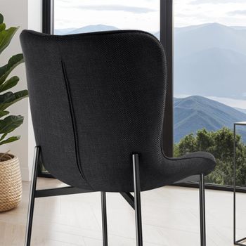 Silla de comedor tejido acolchado 54 x 62 x 90 cm negro/negro