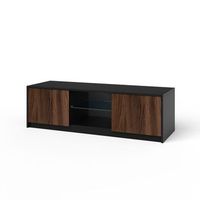 mueble de tv budapest negroroble rio en melamina y mdf acanalado