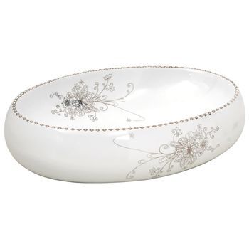 Lavabo Sobre Encimera Ovalado Cerámica Blanco 59x40x15 Cm Vidaxl