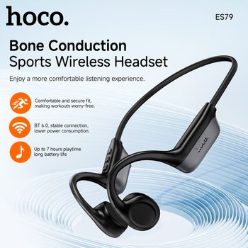 Auriculares HOCO ES79 con Conducción Ósea, Bluetooth 6.0, Auriculares con Bajos, Auriculares Deportivos con Gancho para la Oreja, Función TWS