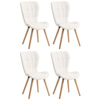 Juego De 4 Silla De Comedor Elda Simil Cuero Blanco 63x50x88 Cm Clp