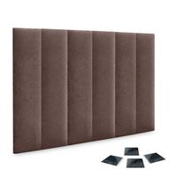 dhome juego de 6 paneles tapizados de tela autoadhesivos para pared acusticos absorbentes proteccion impactos cabeceros marron chocolate 60x20cmx6