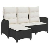 sofa de jardin reclinable con cojines en forma de l ratan negro vidaxl
