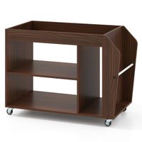 costway mesa auxiliar con ruedas universales estanteria de 3 niveles de madera para estudio sala de estar 76 x 395 x 55 cm nuez