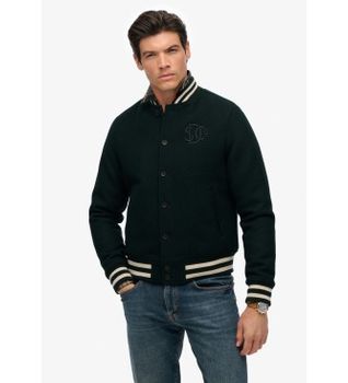 Superdry para hombre. M5012185A Chaqueta Varsity Monogram verde (M), Casual, Lana