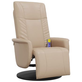 Sillón Reclinable Masaje Reposapiés Cuero Sintético Capuchino Cfw861120