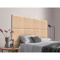 dhome cabecero tapizado para camas de 140 de polipiel premium compuesto de paneles autoadhesivos intercambiables lujo dormitorio acolchado beige