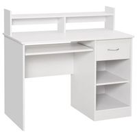 escritorio para ordenador compacto de madera blanca con estantes  104 x 48 x 955 cm