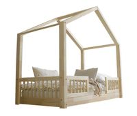 cama 90x200 con barandillas y somier patas de 1 cm iris madera