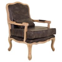 butaca de madera tapizada marron 64x72x92