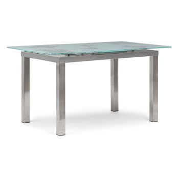 Mesa De Comedor De Cristal Templado Extra Grueso 140x85x75cm Extensible Con Mecanismo Automatizado