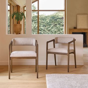 Lote De 2 Sillas De Madera Maciza Y Tejido Con Textura Beige Chiné