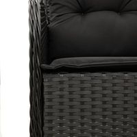 conjunto de comedor de patio con almohadones ratan poliester negro