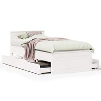 cama sin colchon y cabecero madera maciza pino blanca 90x190 cm