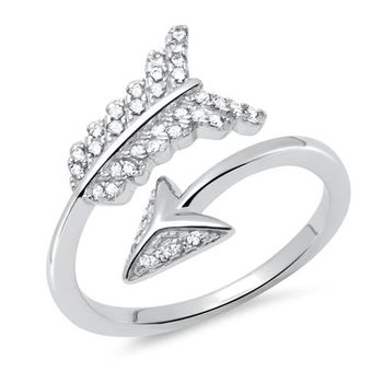 Anillo plata 925 diseño flecha circonita