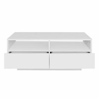 mesa de centro con 4 cajones con luz led - acabado brillante - blanco