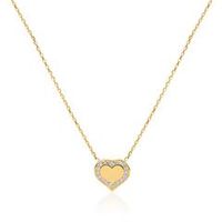 cadena de corazon grabado en oro 9 quilates con circonita para mujer