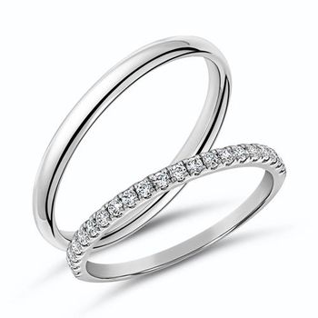 Juego de anillos de oro blanco de 14 quilates con diamantes