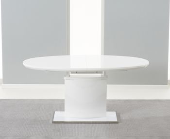 Santana 160cm White High Gloss Extending Pedestal Dining Table