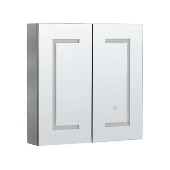 Armario De Pared Blanco Led 60 X 60 Cm Con Espejo Almacenamiento Baño Minimalista Moderno Mazarredo