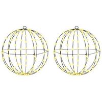 bola con 192 led 2 pcs calido 40 x 40 x 435 cm metal vidaxl