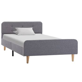 Cama Individual | Estructura De Cama Sin Colchón Tela Gris Claro 90x200 Cm Cfw83827