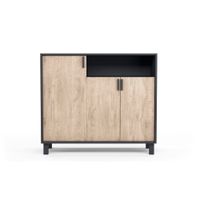 zapatero melamina grafito puertas roble claro 88x100x37 cm