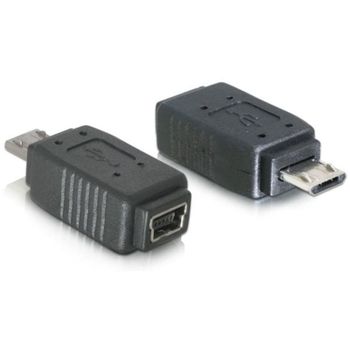 Adaptador DeLOCK USB micro-B macho a mini USB 5-pin hembra negro